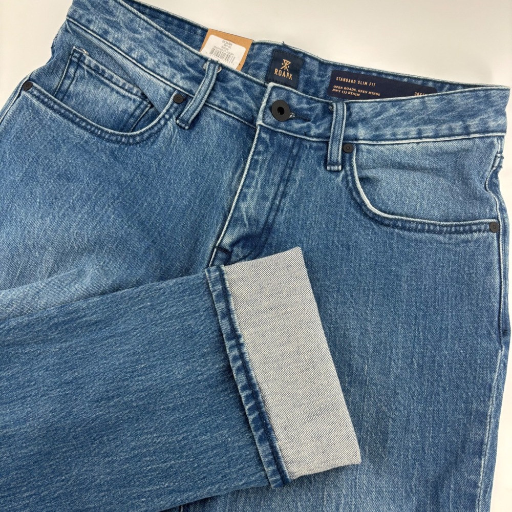 NWT Roark Mens HWY 133 Standard Slim Fit Jeans 30x32 Blue Wornout Wash Denim‎